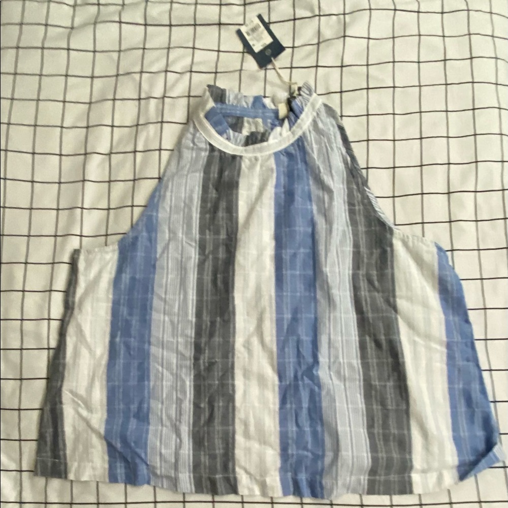 High collar ruffle top